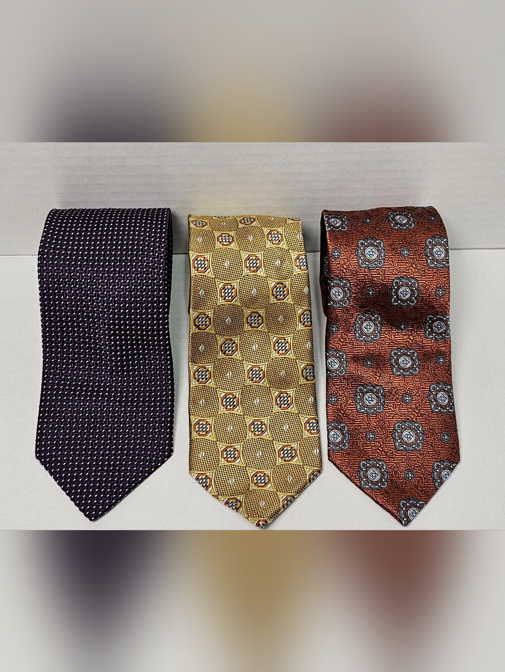 Jos. A. Bank Signature Men’s Designer Silk Necktie Lot Of 3 Multicolor Style